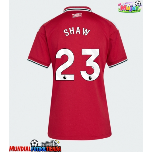Camiseta Manchester United Luke Shaw #23 Primera Equipación Replica 2026-27 para mujer mangas cortas